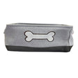 Winifred and Lily 16"x12" Grey and Black Two Tone Rectangular Pet Storage Bin with White Bone Embroidery