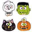 Wall Plaque Halloween Mdf 4asst Whimsical Faces W/glitter /ribbon Hanger Mdf Comply Hlwn Lab