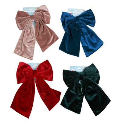 Bow Luxe Velvet 9x13in 4ast Colors On Xmas Tcd Wtd To Red