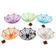 Web 3-d Basket W/ Spider Or Skull Accents Plastic 6ast Colors 11in Dia X 3in H
