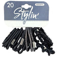 Stylin' 20 Pack Black Hair Ties in Multiple Styles
