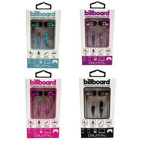 Billboard Titanium Wired Earbuds with Mic in Assorted Colors