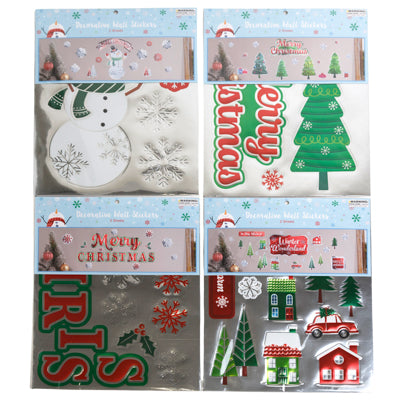 Wall Stickers Christmas Decorative Foil  4ast/ 2pks 14x11in/ Pbh/ Insert