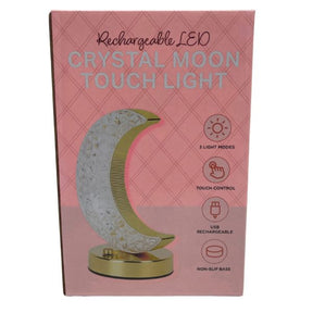 Rechargeable 3000K-7000K LED Acrylic Crystal Moon Touch Light with Gold Accents