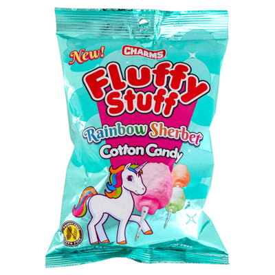 Fluffy Stuff Cotton Candy Rainbow Sherbert 2.1 Oz Peg Bag On Merch Strip