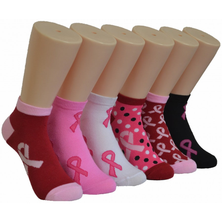 Women's Low Cut Novelty Socks - Breast Cancer Awareness Print - Size 9-11