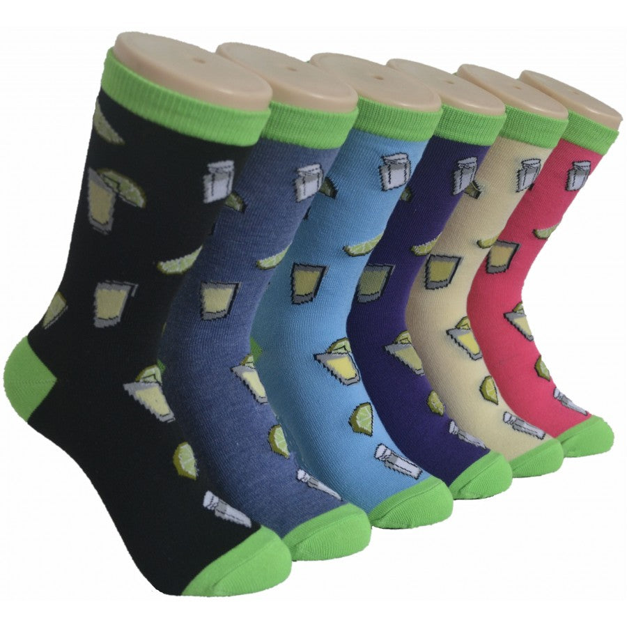 Women's Novelty Crew Socks - Lemonade Print - Size 9-11