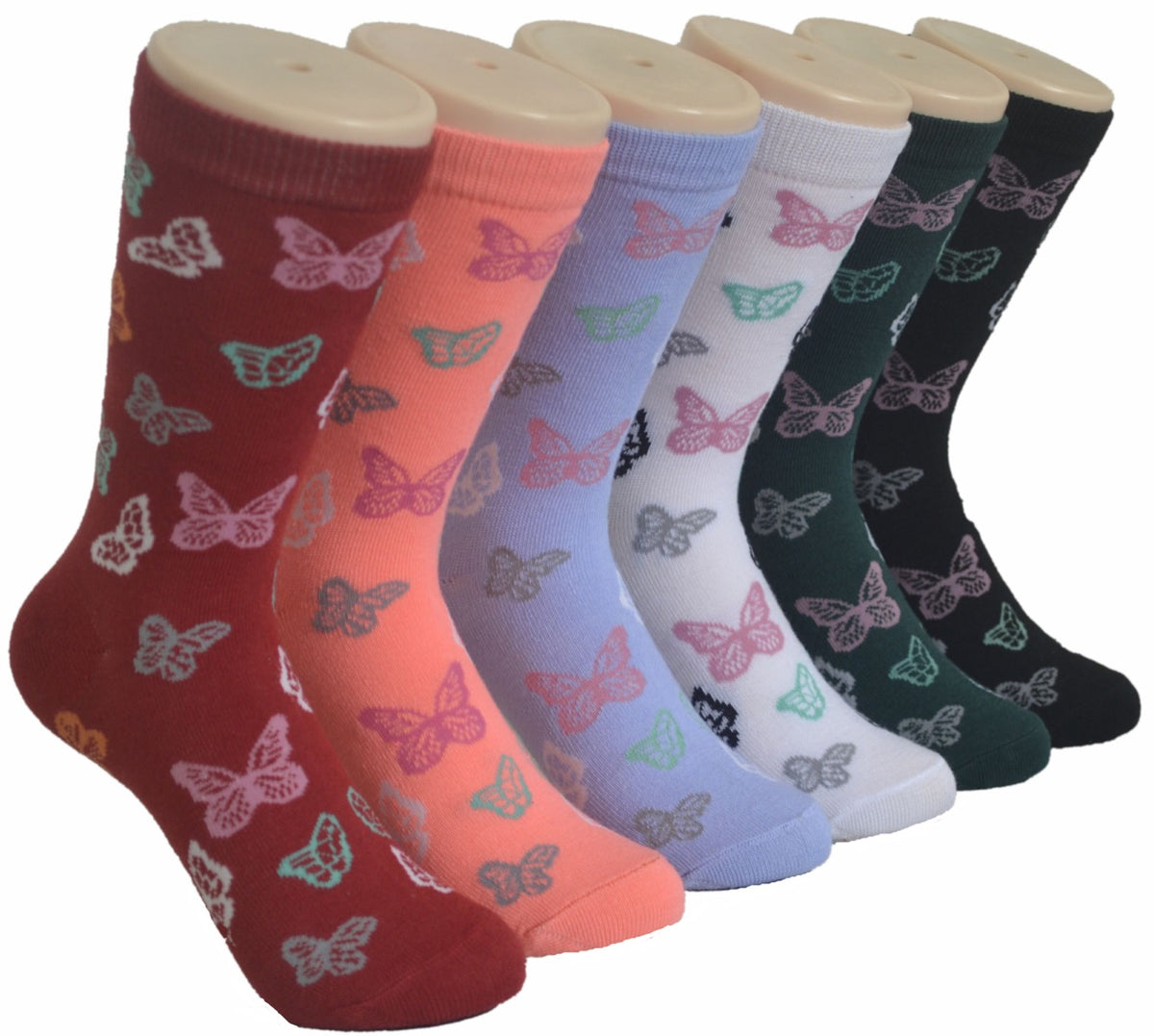 Women's Novelty Crew Socks - Butterfly Print - Size 9-11