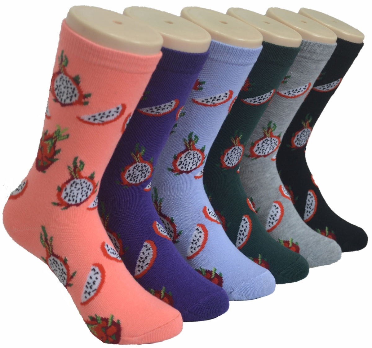 Women's Novelty Crew Socks - Pomegranate Print - Size 9-11