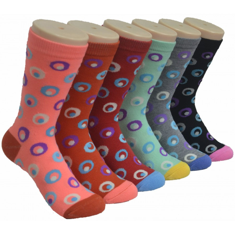 Women's Novelty Crew Socks - Two Tone Bubble Print - Size 9-11