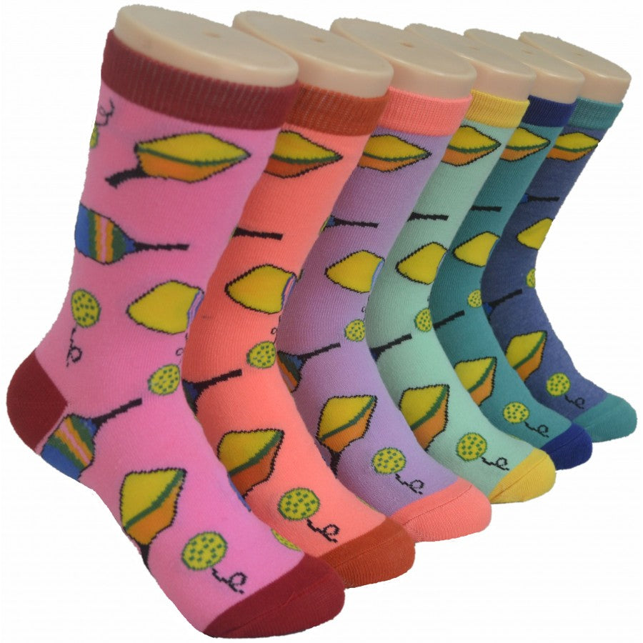 Women's Novelty Crew Socks - Pickleball Print - Size 9-11