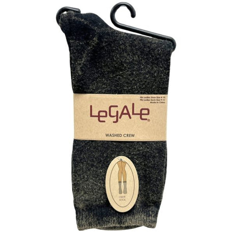 Legale 1 Pair Crew Socks Washed Garment Dyed Assorted Colors Ladies Shoe Size 4-10