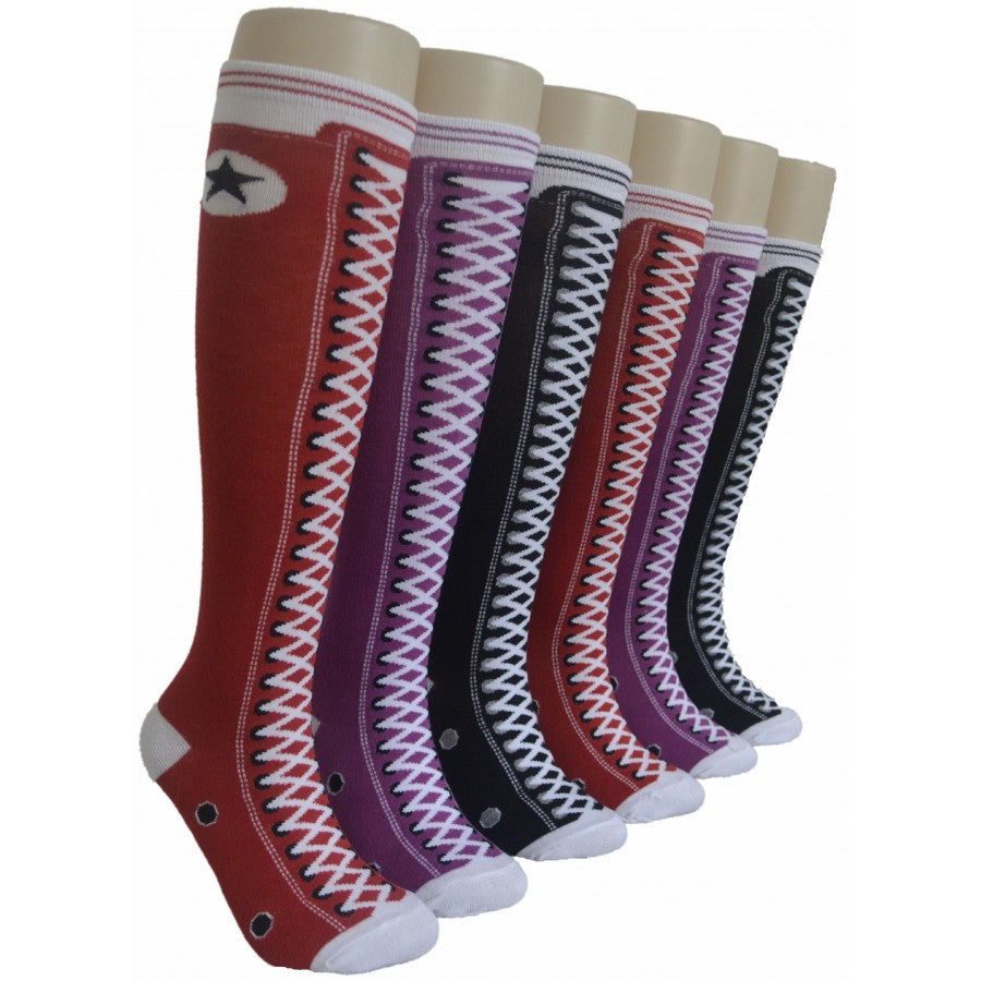 Women's Knee High Printed Socks - Sneaker Print - Size 9-11