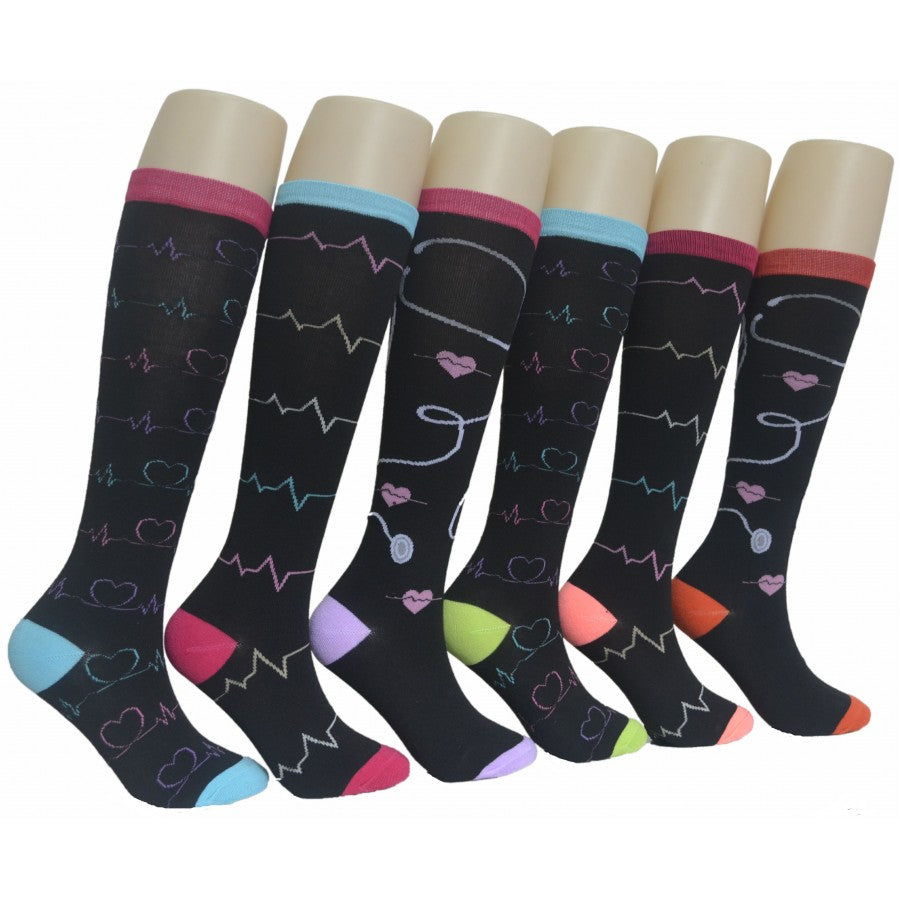 Women's Knee High Printed Socks - Healthcare Nurse & Doctor Print - Size 9-11
