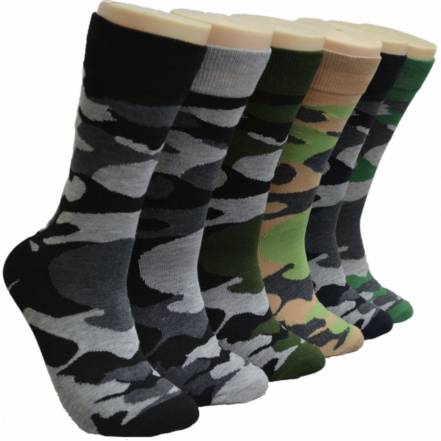 Men's Novelty Crew Socks - Camo Print - Size 10-13