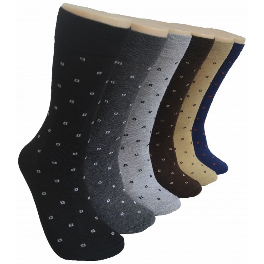 Men's Novelty Crew Socks - Square Pattern Print - Size 10-13