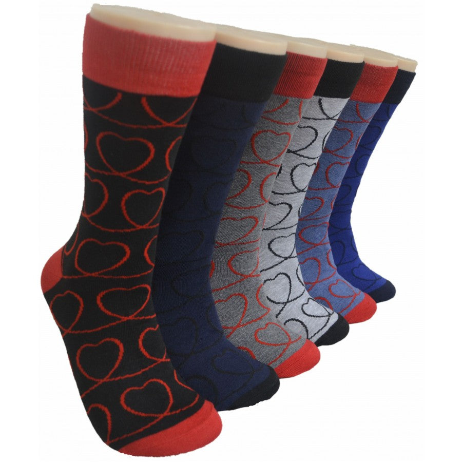 Men's Novelty Crew Socks - Two Tone Valentine's Day Print - Size 10-13