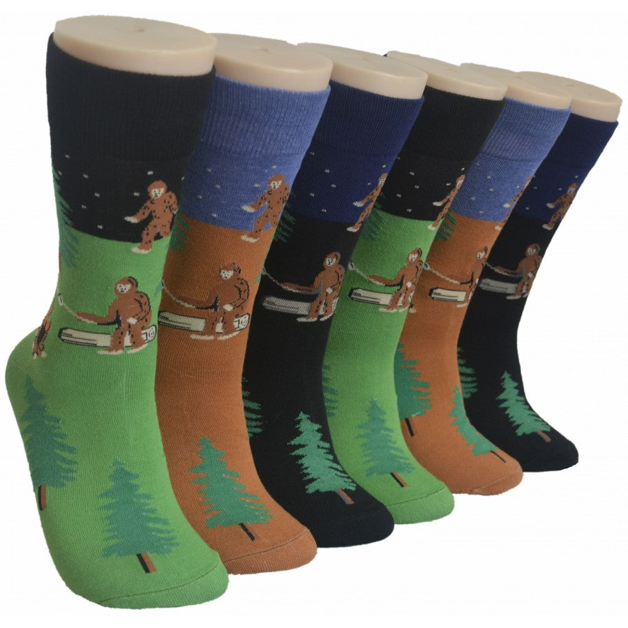 Men's Novelty Crew Socks - Savage Big Foot Print - Size 10-13