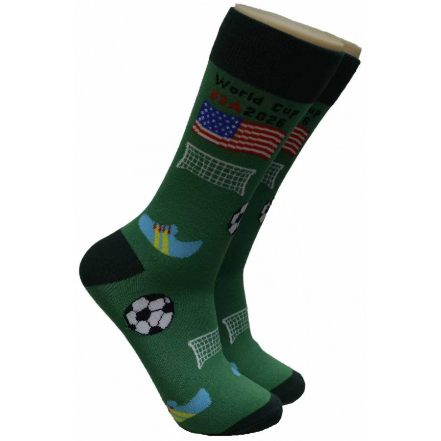 Men's Novelty Crew Socks - Soccer World Cup Print - Size 10-13