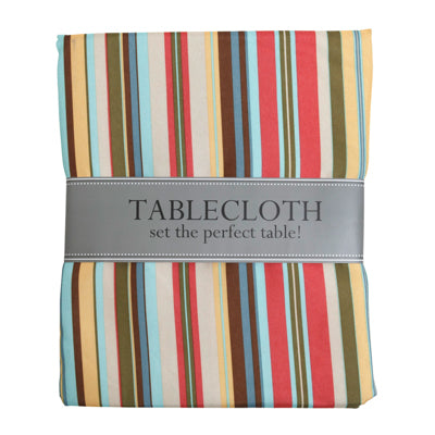 Tablecloth 52in W/zipper Summer Stripe Round Indoor/outdoor Water/stain Resistant 100%polyester