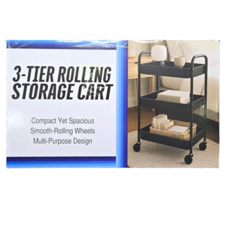 3-Tier Rolling Storage and Organization Utility Cart with Wheels and Handles in Assorted Colors