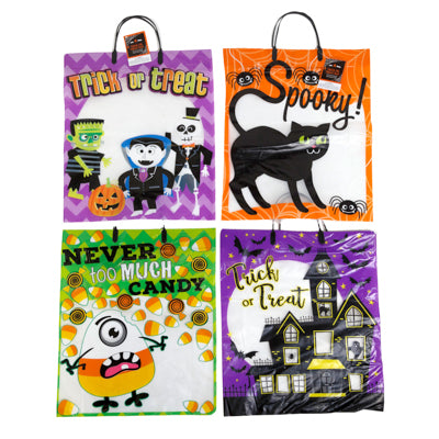 Trick Or Treat Bag 4ast See Thru Candy Level Plastic/hlwn Ht/13 X 3.5 X 15.7in