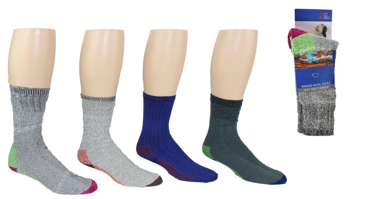 Women's Merino Wool Blend Thermal Crew Boot Socks - 2-Pair Packs