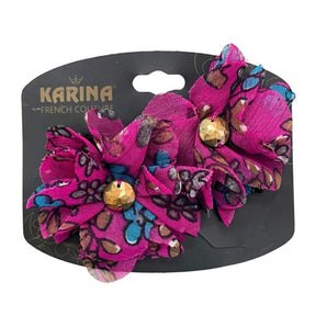 Karina Couture Purple Floral Fabric Hair Pins
