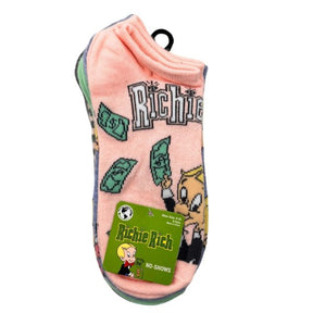 5 Pack  Women's Pastel Colors Richie Rich No Show Socks Size 9-11