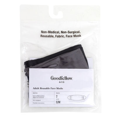 Face Masks 2pk Adult S/m Fabric Reusable Goodfellow *4.00*