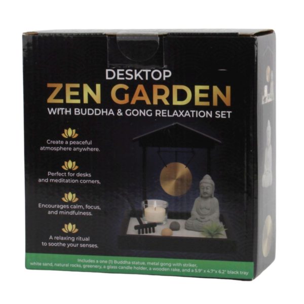 Desktop Zen Garden with Buddha and  Gong Relaxation Set