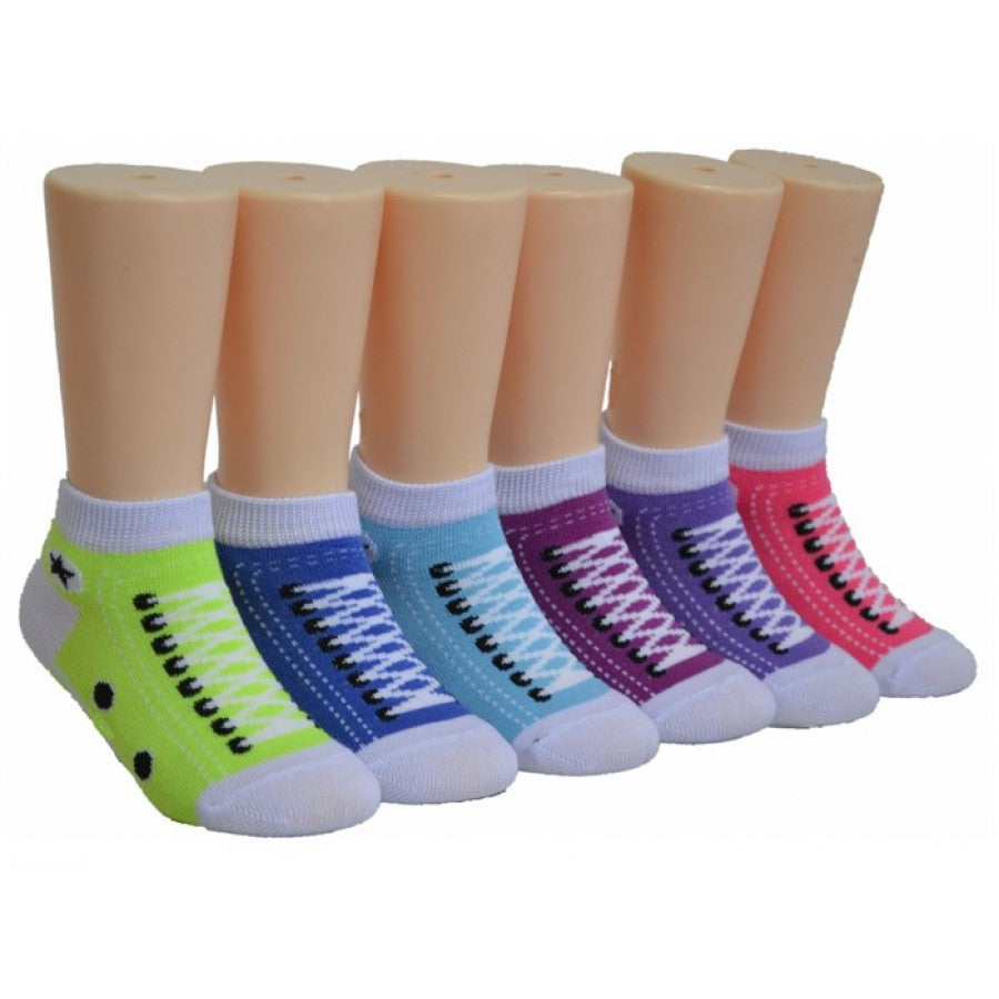 Boy's & Girl's Low Cut Socks - Sneaker Print - Size 4-6