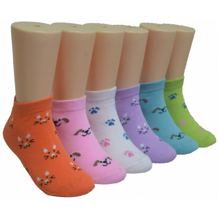 Boy's & Girl's Low Cut Socks - Dogs, Cats, & Paw Prints - Size 4-6
