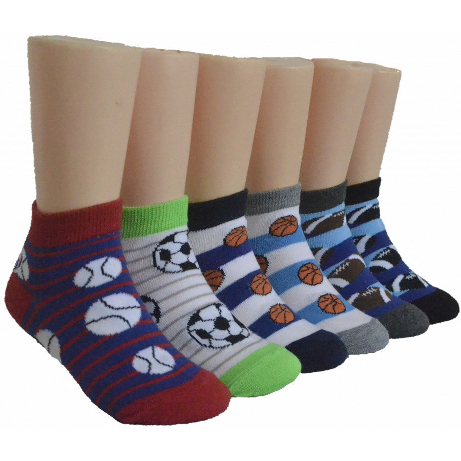 Boy's & Girl's Low Cut Socks - Sports Print - Size 6-8