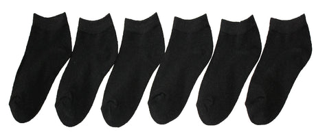 Children's Low Cut Socks - Black - 3-Pair Packs - Size 6-8