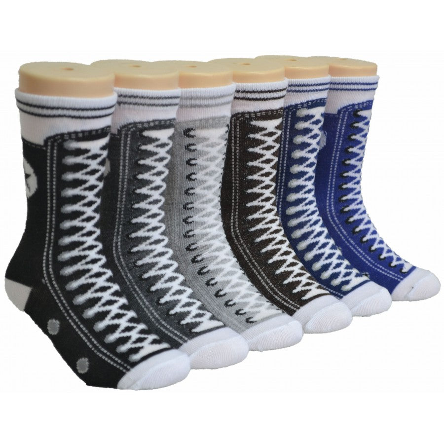 Boy's & Girl's Novelty Crew Socks - Sneaker Print - Size 6-8