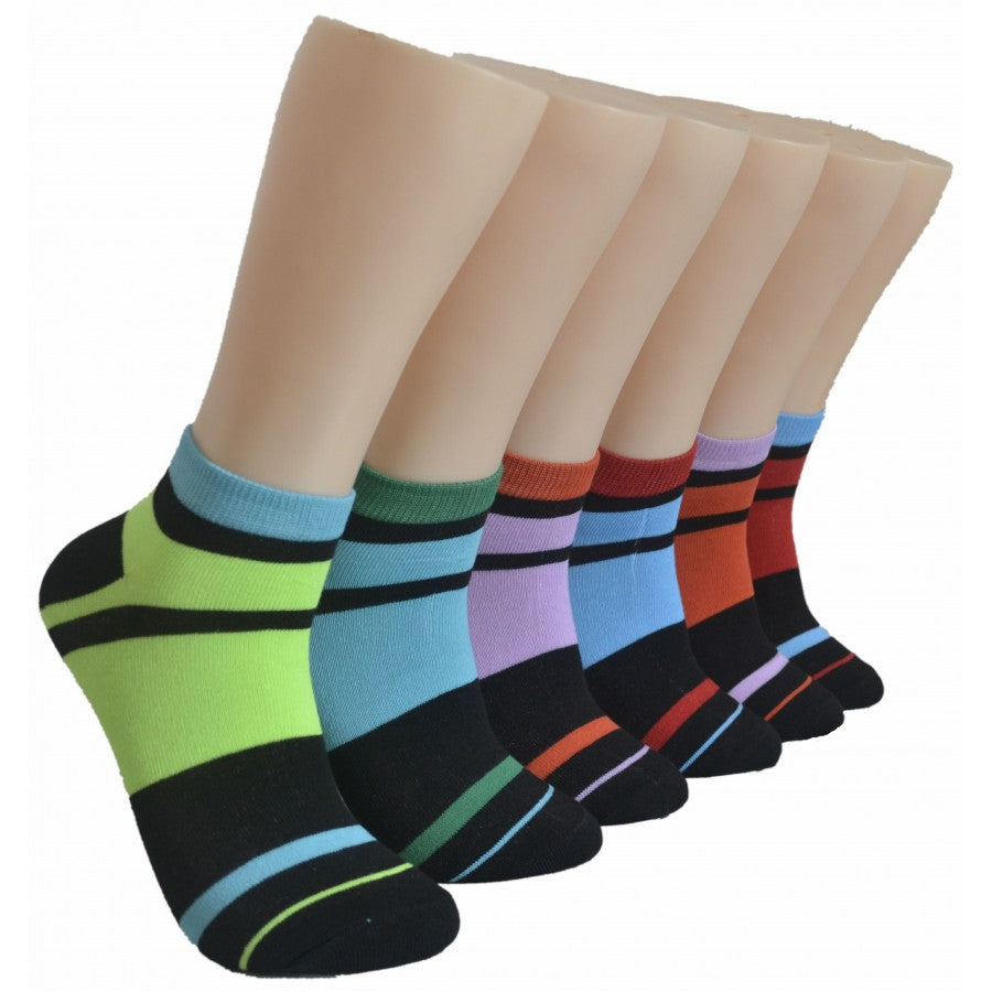 Men's Low-Cut Socks - Two Tone Pattern Stripes - Size 10-13