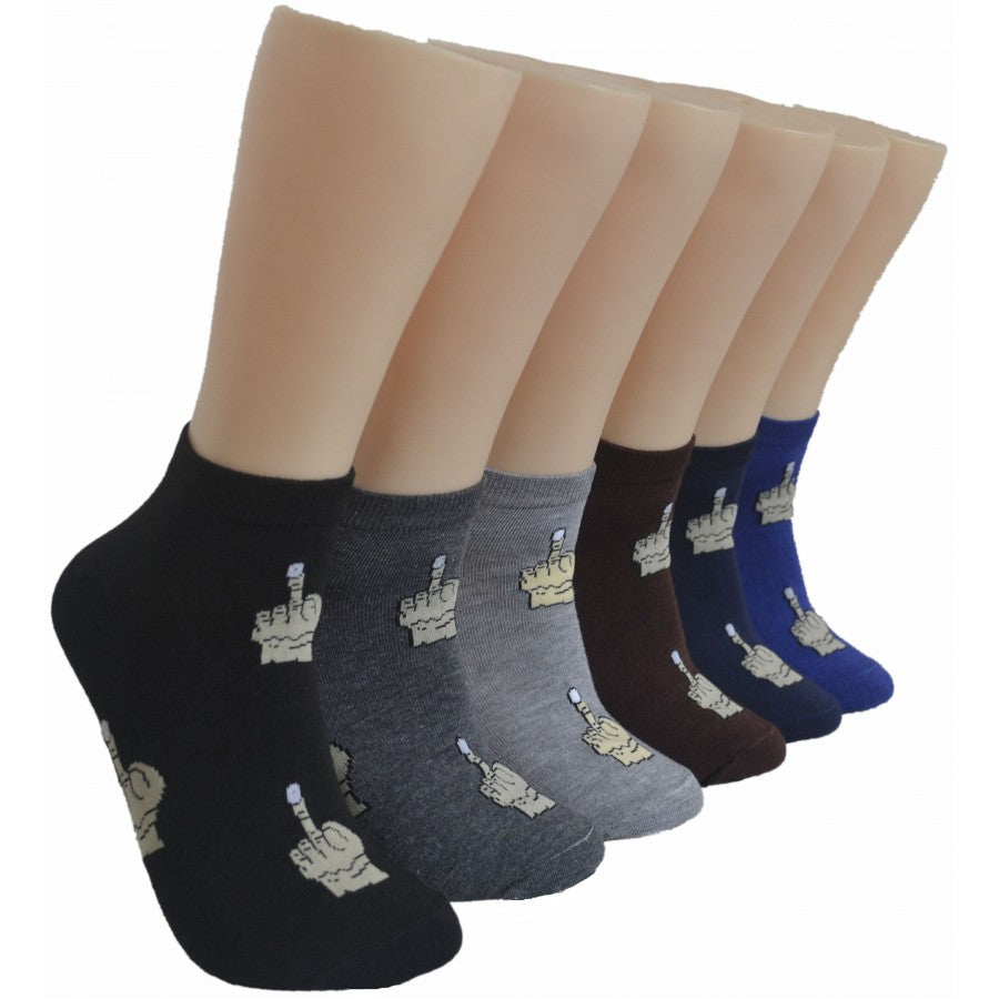 Men's Low-Cut Socks - Middle Finger Print - Size 10-13