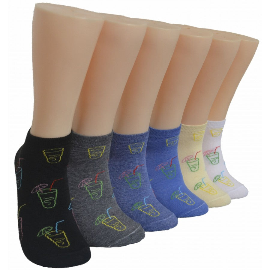 Men's Low-Cut Socks - Tropical Drink Print - Size 10-13