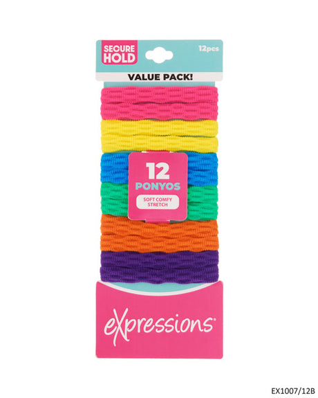 Ponyo Hair Elastics - Pastel Colors - 12-Pack