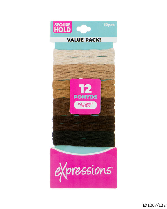 Ponyo Hair Elastics - Earthtone Colors - 12-Pack