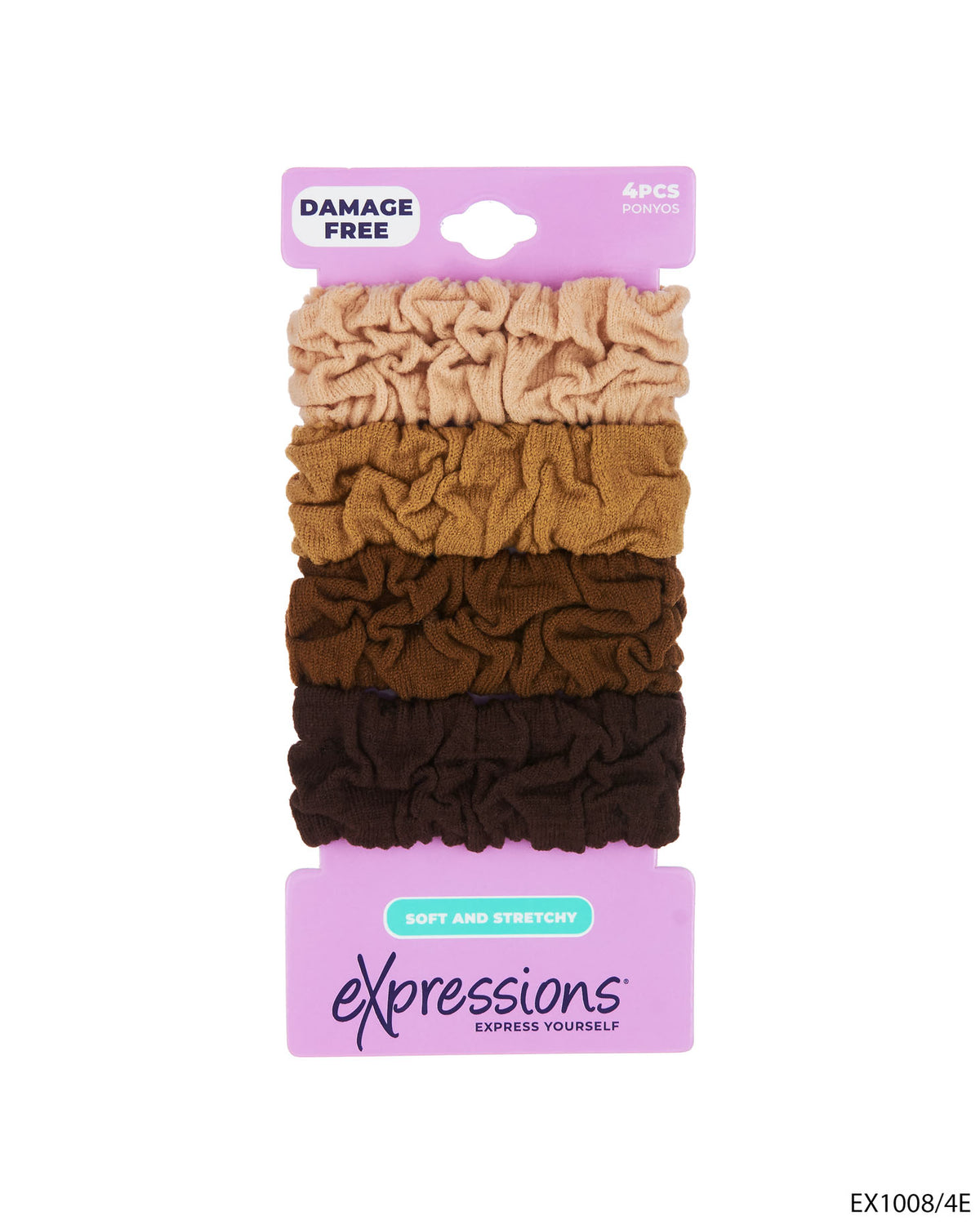 Ponyo Hair Elastics - Earthtone Colors - 4-Pack