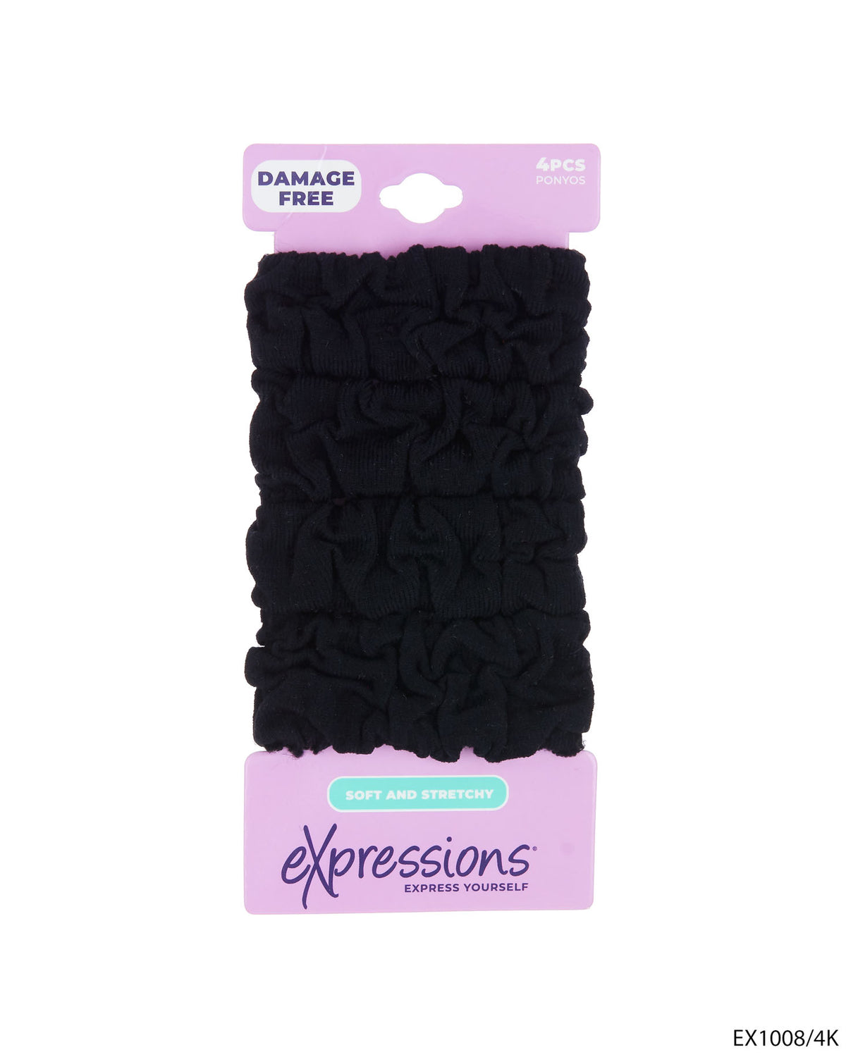 Ponyo Hair Elastics - Black - 4-Pack