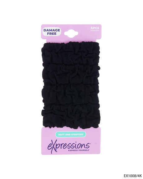 Ponyo Hair Elastics - Black - 4-Pack