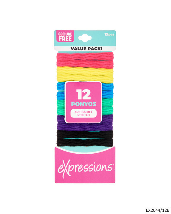 Ponyos Hair Elastics - Bright Colors - 12-Pack