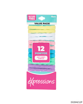 Ponyos Hair Elastics - Pastel Colors - 12-Pack