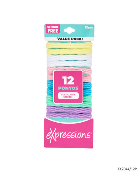 Ponyos Hair Elastics - Pastel Colors - 12-Pack