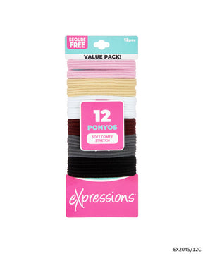 Textured Ponyos Hair Elastics - Pink & Neutral Colors - 12-Pack