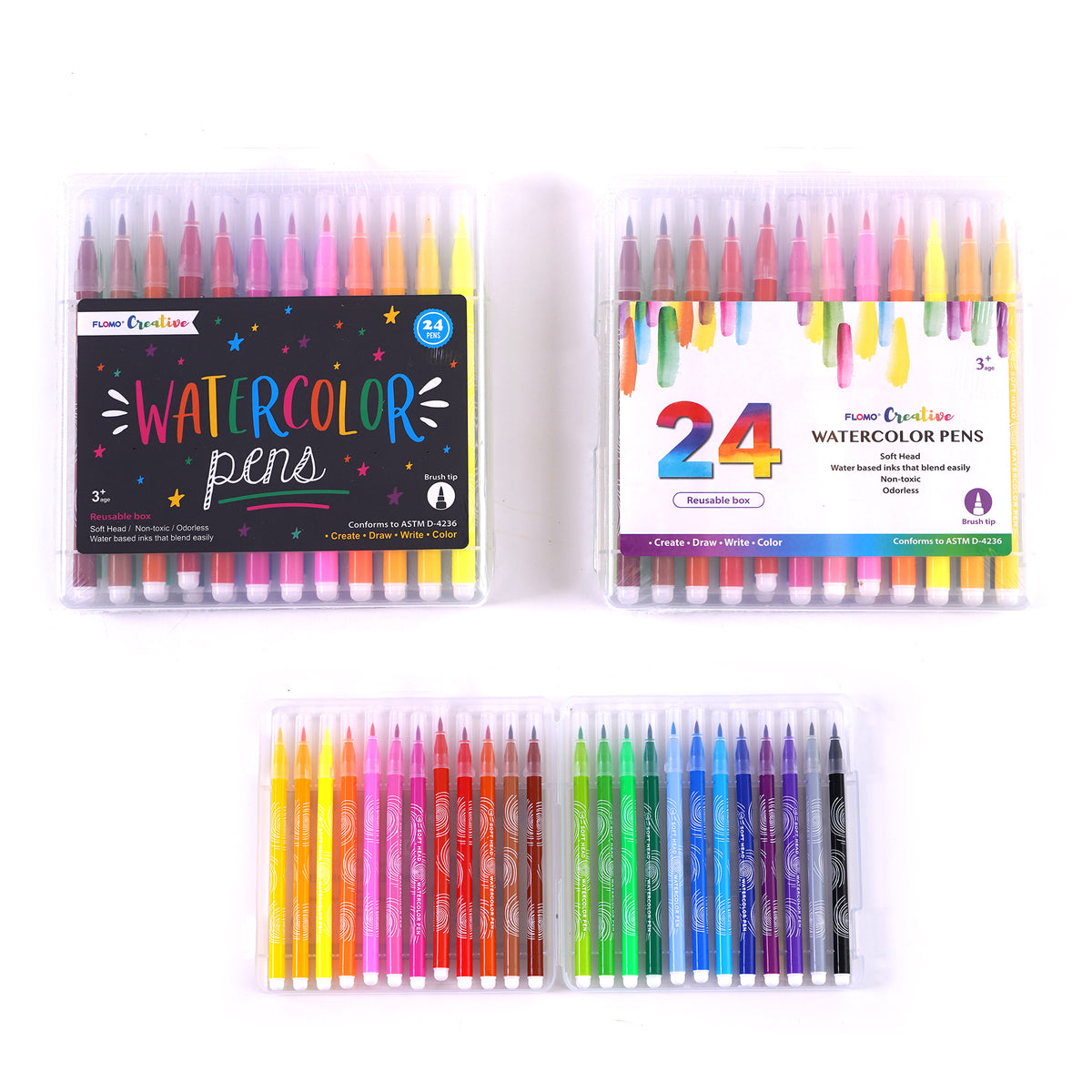 Thin Soft Head Watercolor Pen Sets - 24-Pack