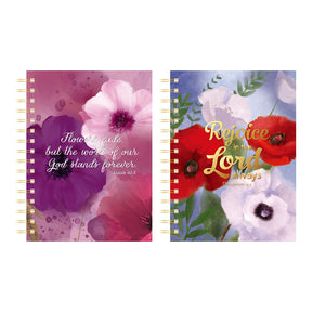160-Sheet Hard Cover Floral Print Jumbo Spiral Journals w/ Religious Verses